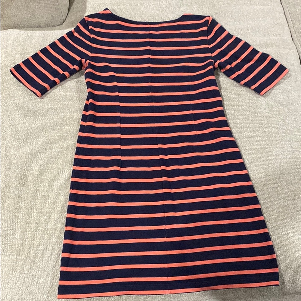 Woman’s GAP Striped Dress with Coral and Navy - Picture 3 of 4